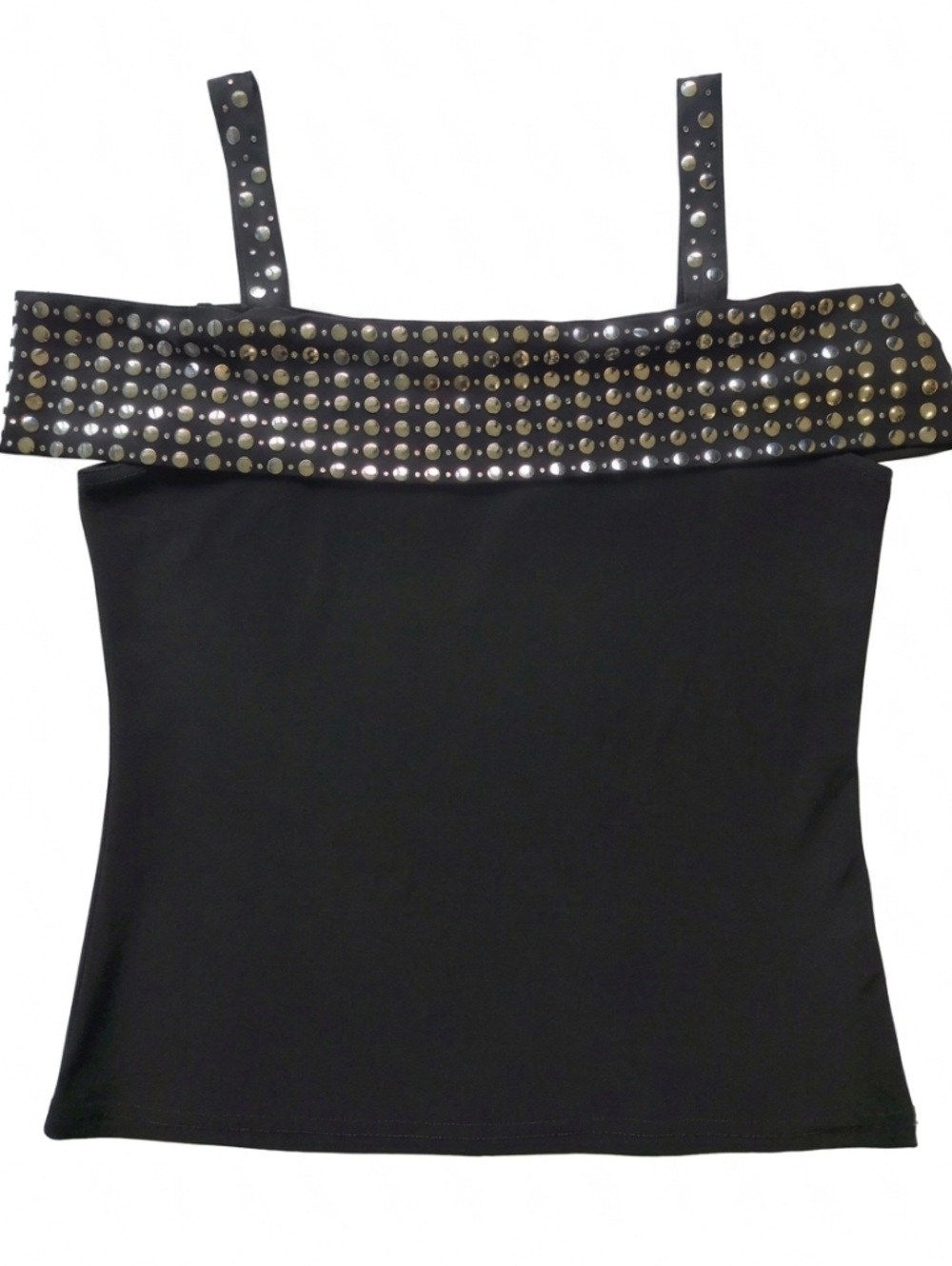 Joseph Ribkoff Black Square Neck Tank with Stud Embellishments | Size M